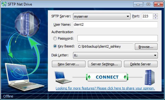 Configuration de SFTP Net Drive